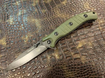 Нож спецназначения производитель НОКС Геккон с зеленой рукоятью